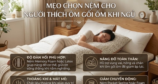 Mẹo Chọn Nệm Cho Người Thích Ôm Gối Ôm