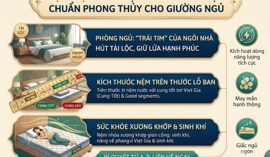 Hướng Dẫn Chọn Kích Thước Nệm Chuẩn Phong Thủy Mang Tải Lộc Vào Nhà